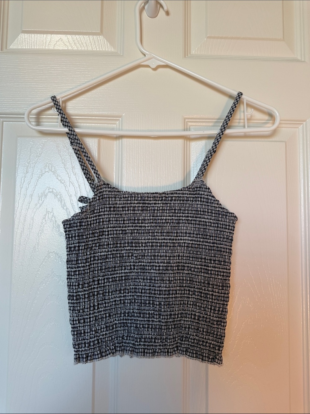 Brandy Melville Black and White Smocked Cami Crop Top